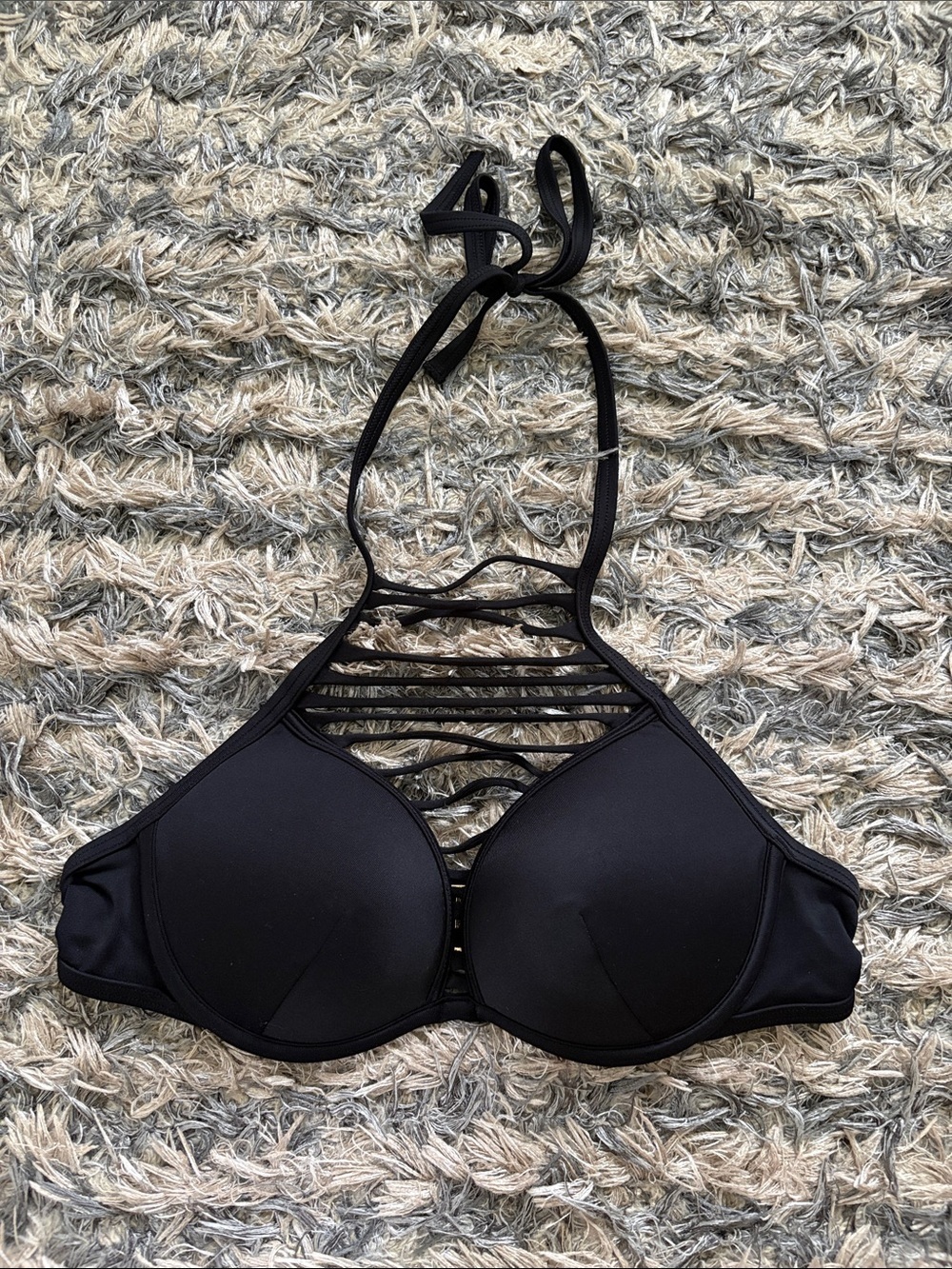 Victoria's Secret Black “The Hottie Halter” Push-Up Bra 32A New